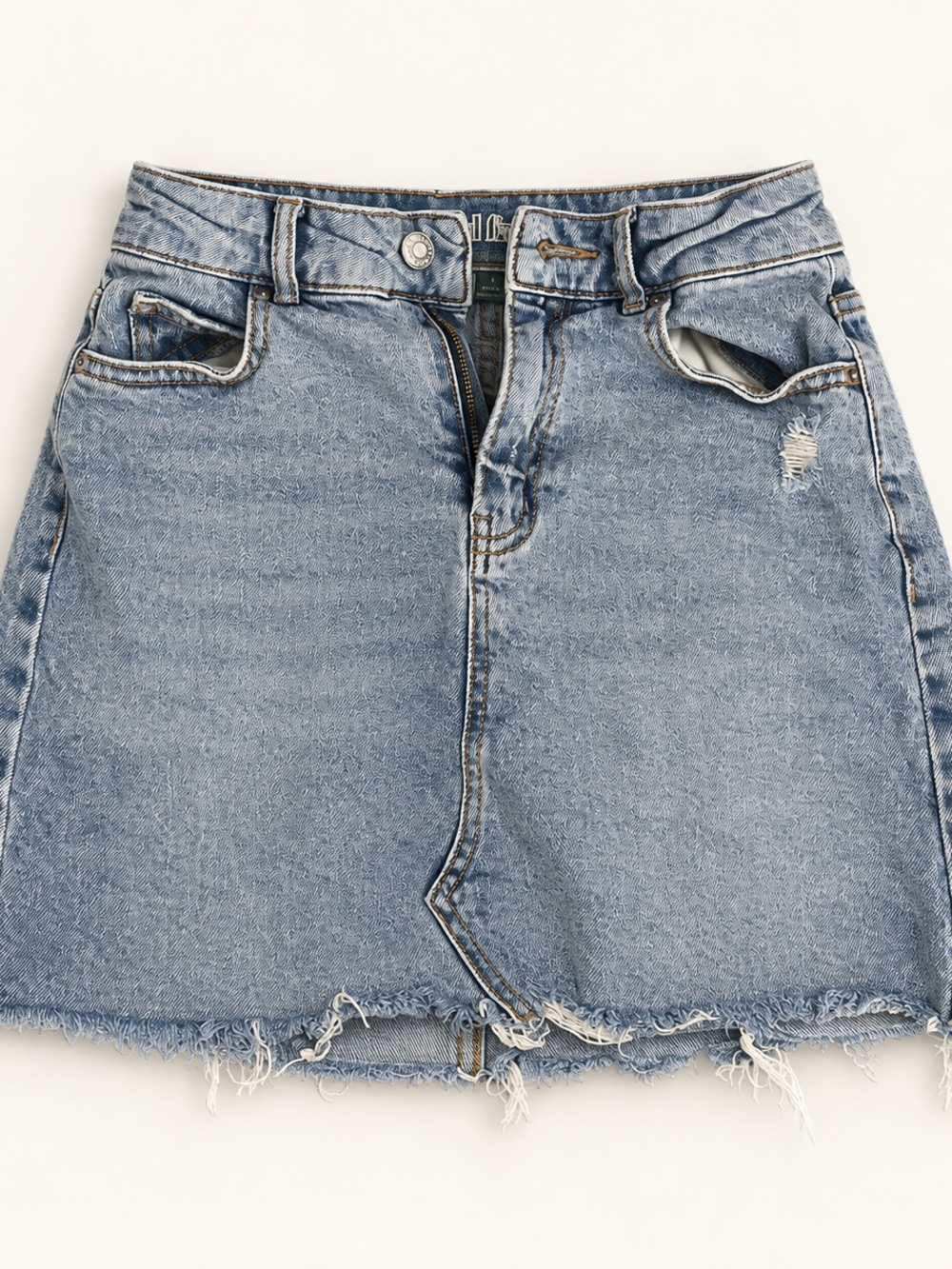 Target Light Wash Distressed Denim Mini Skirt